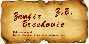 Zamfir Brešković vizit kartica
